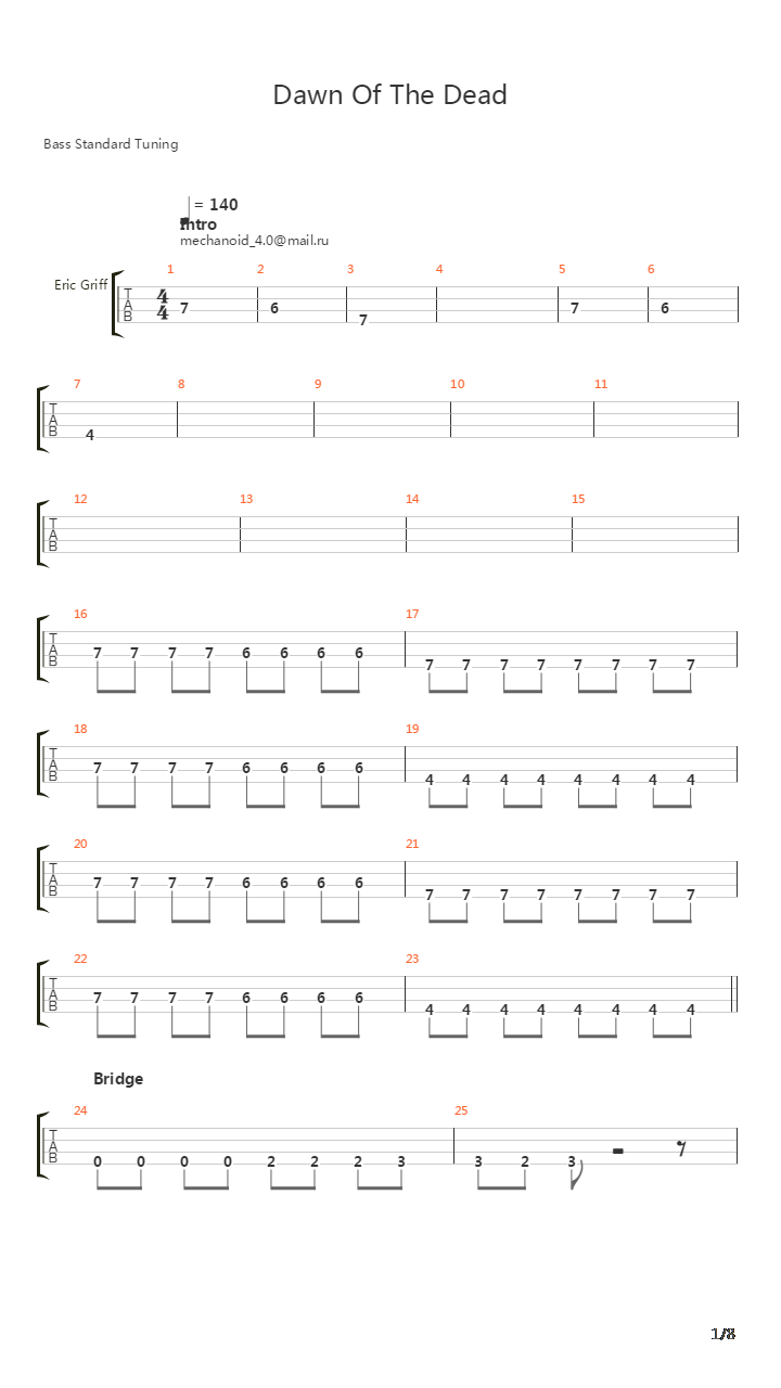 Dawn Of The Dead吉他谱