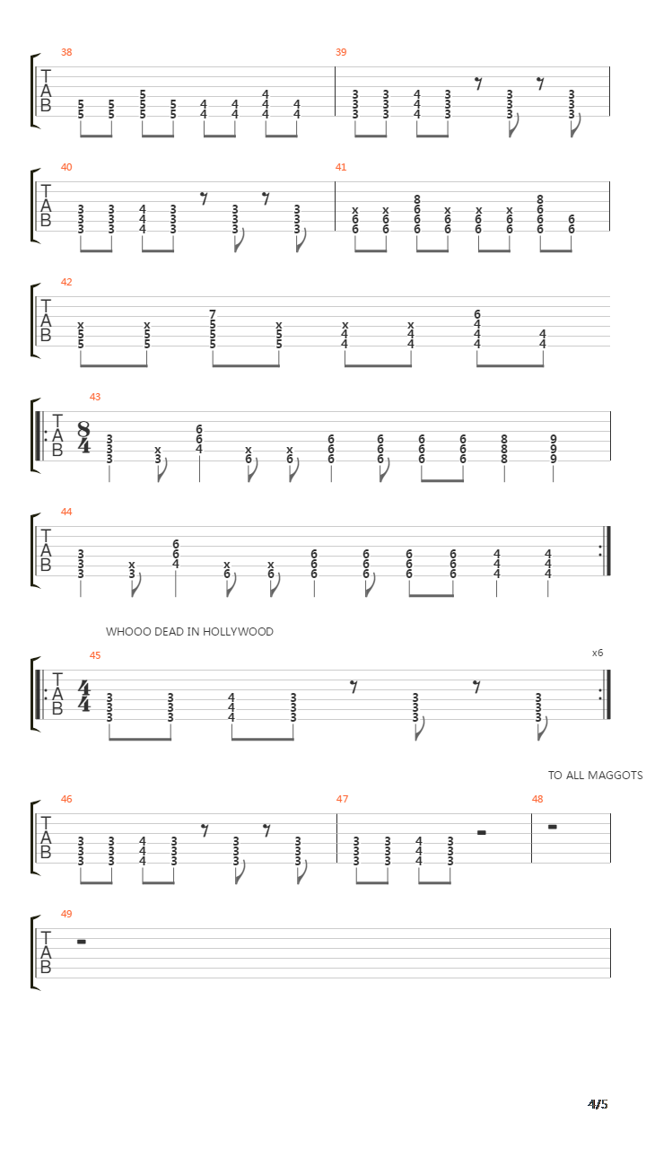Dead In Hollywood 4吉他谱