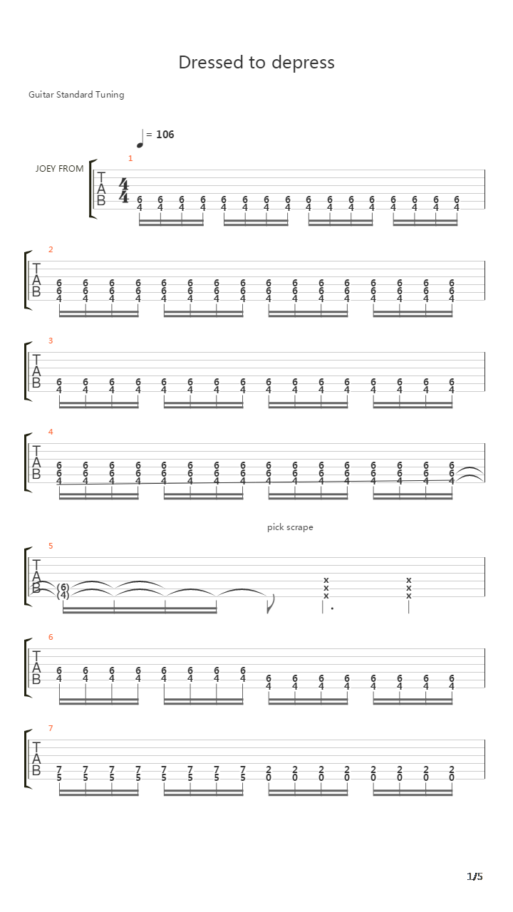 Dressed To Depress吉他谱