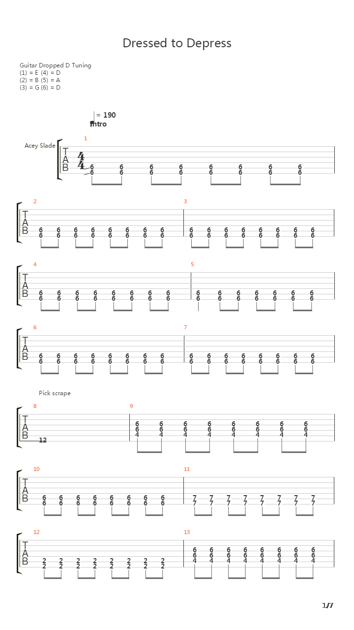 Dressed To Depress吉他谱