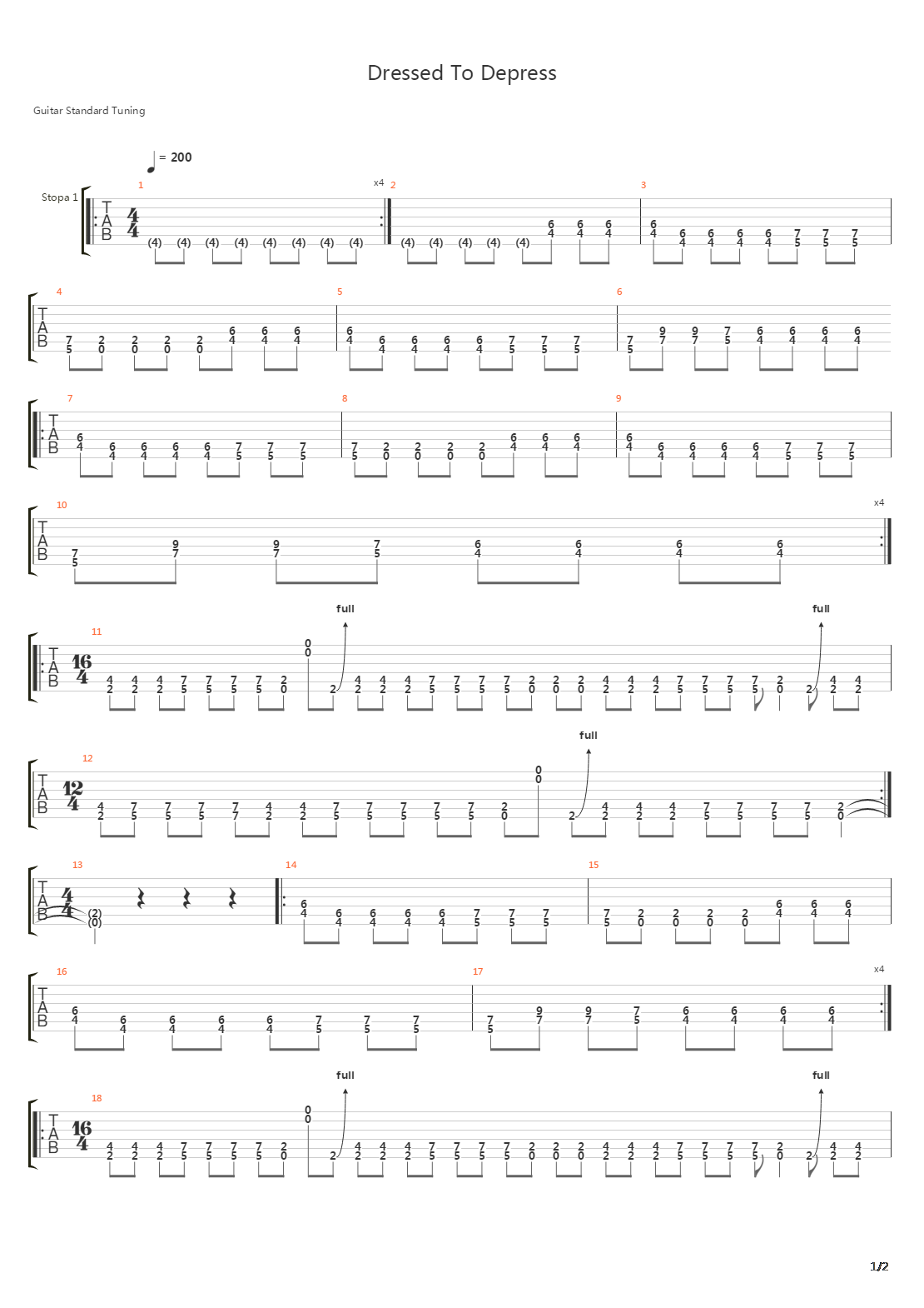 Dressed To Depress吉他谱