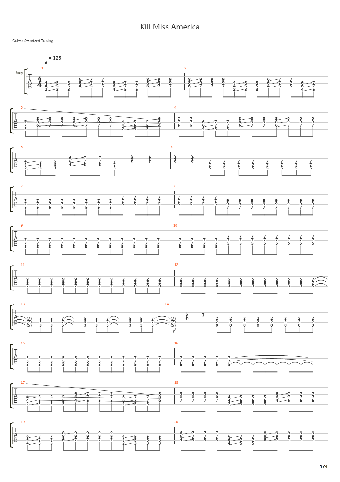 Kill Miss America吉他谱
