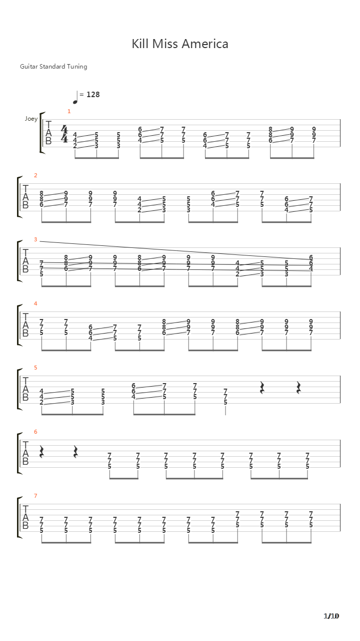 Kill Miss America吉他谱