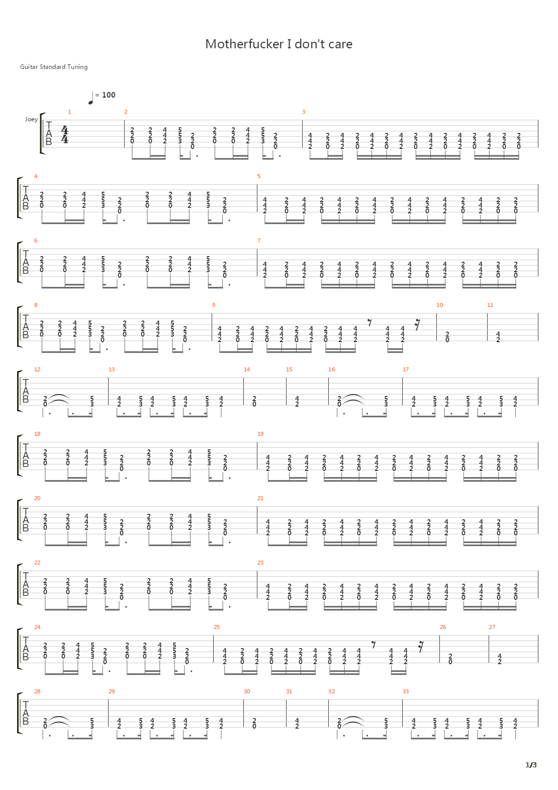 Motherfucker I Dont Care吉他谱