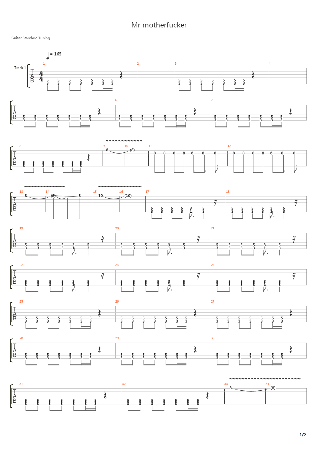 Mr Motherfucker吉他谱