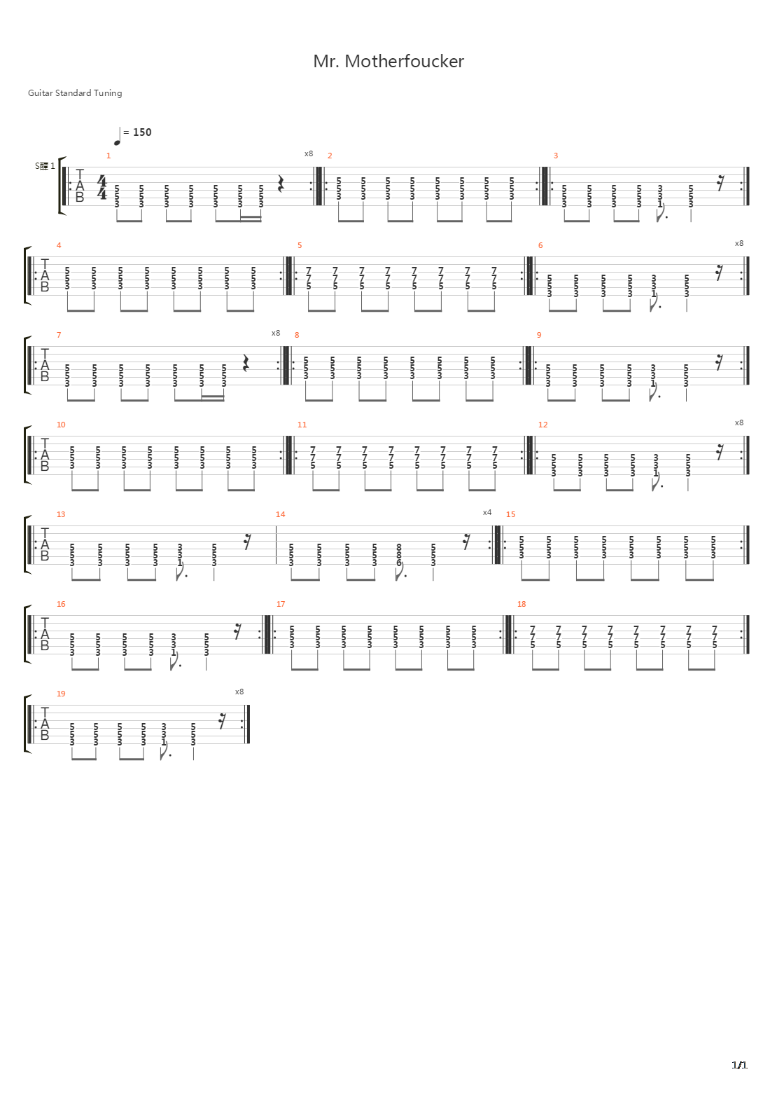 Mr Motherfucker吉他谱