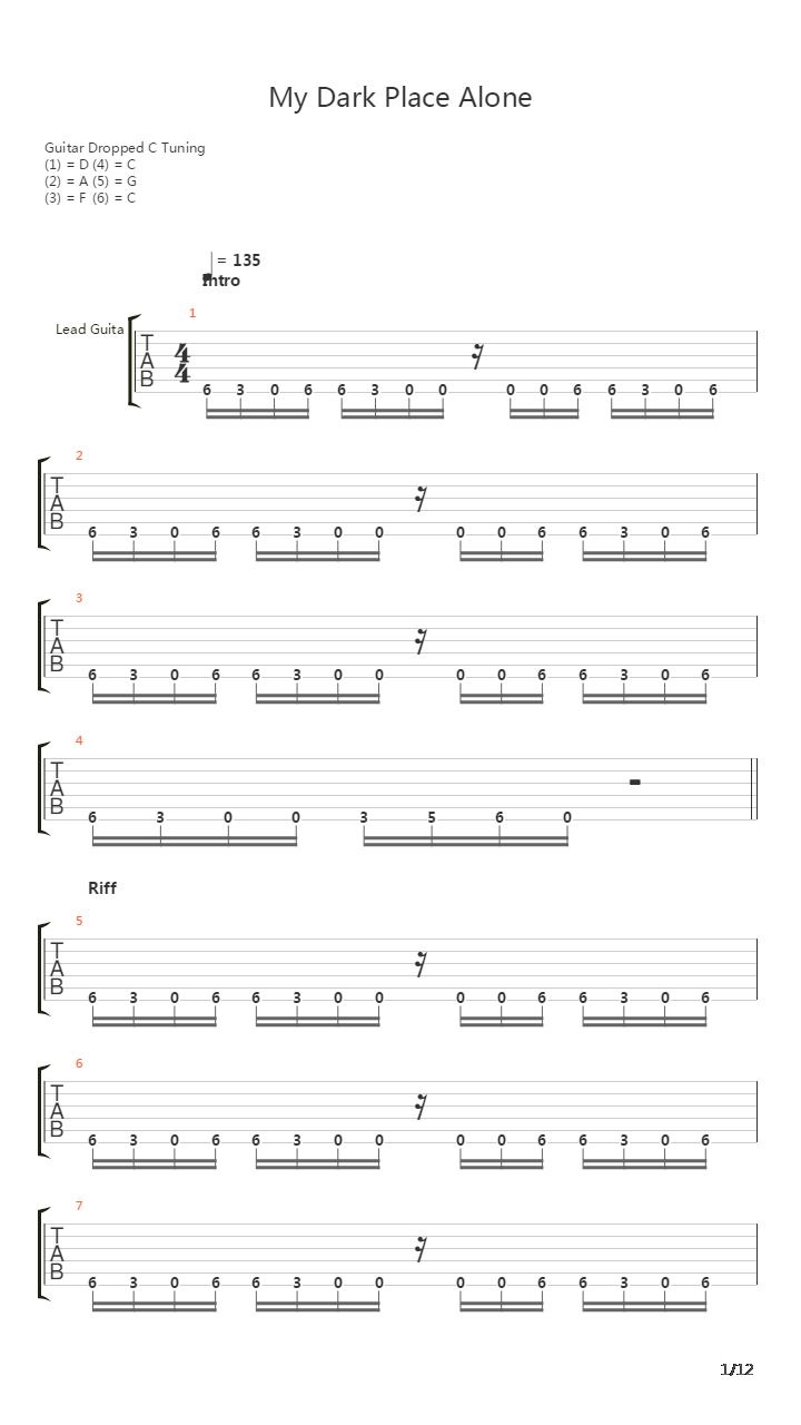 My Dark Place Alone吉他谱