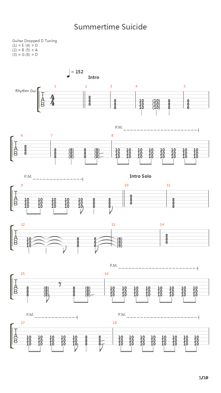 Summertime Suicide吉他谱