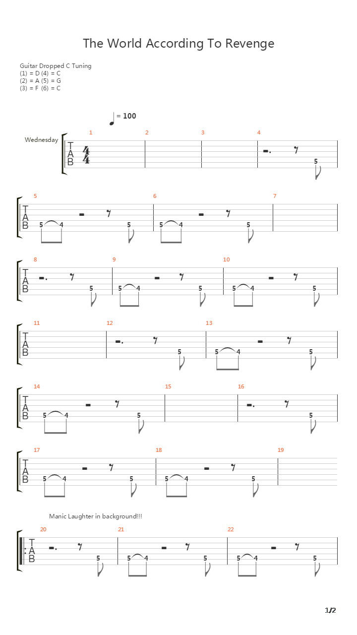 The World According To Revenge吉他谱