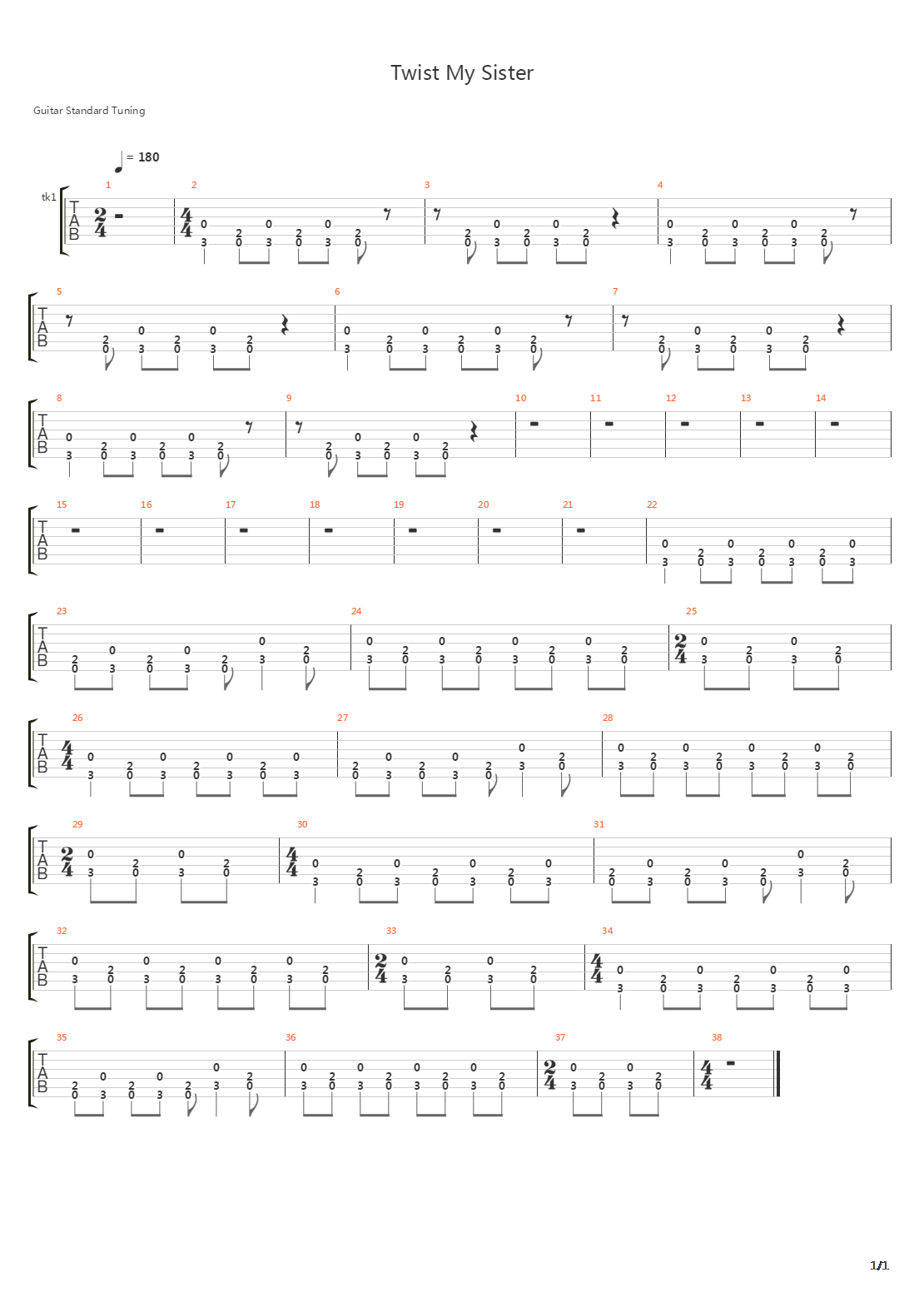 Twist My Sister吉他谱