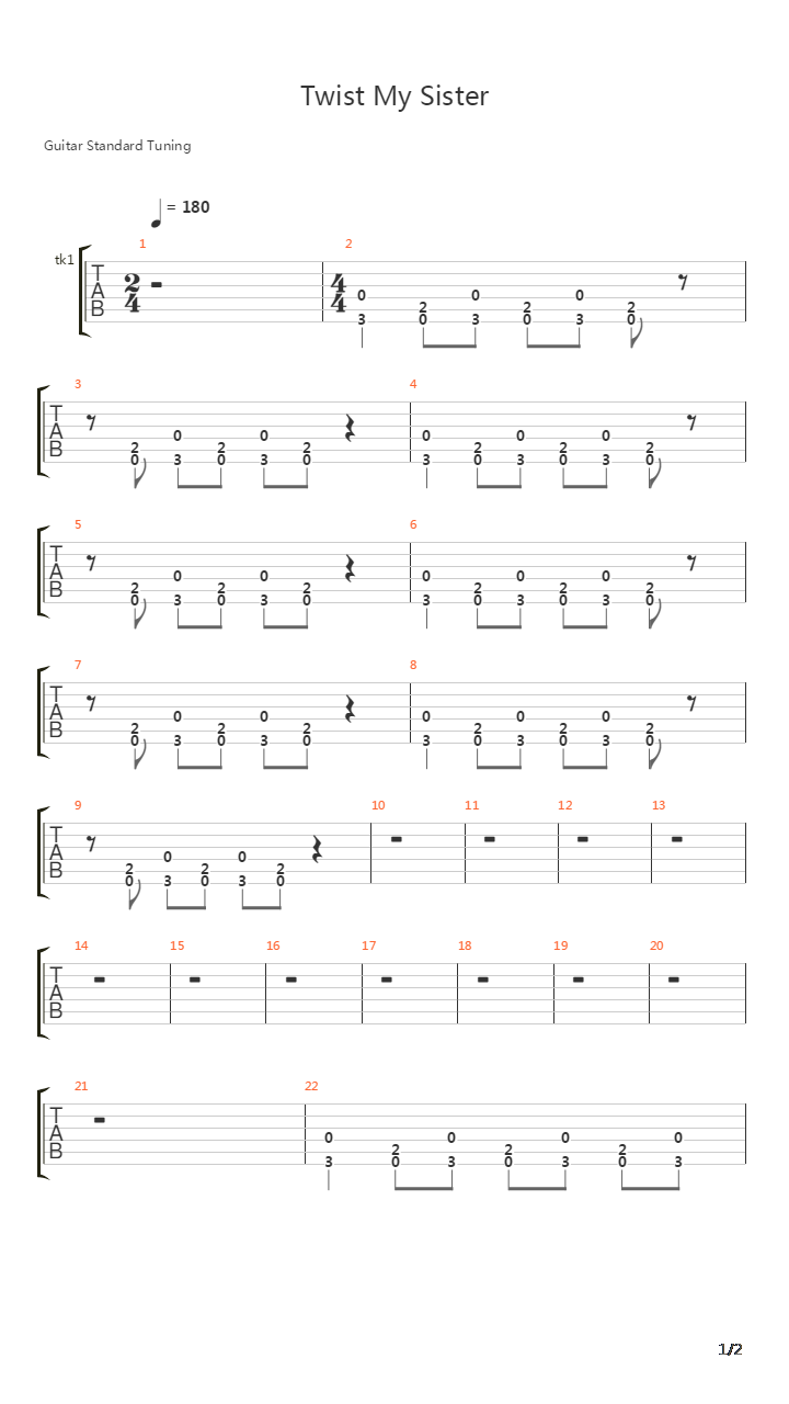 Twist My Sister吉他谱