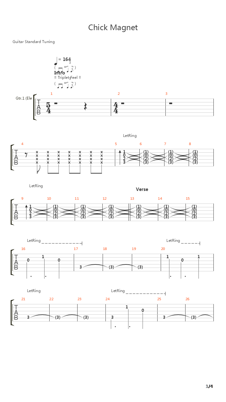 Chick Magnet吉他谱
