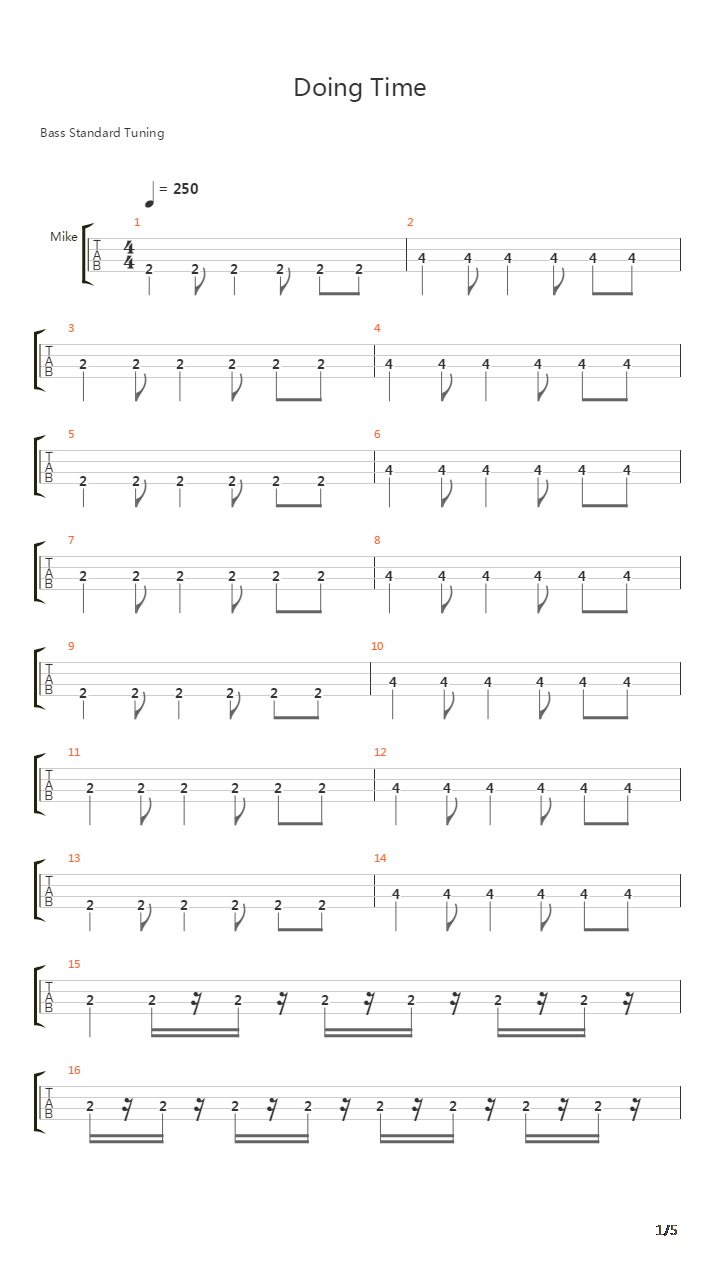 Doing Time吉他谱