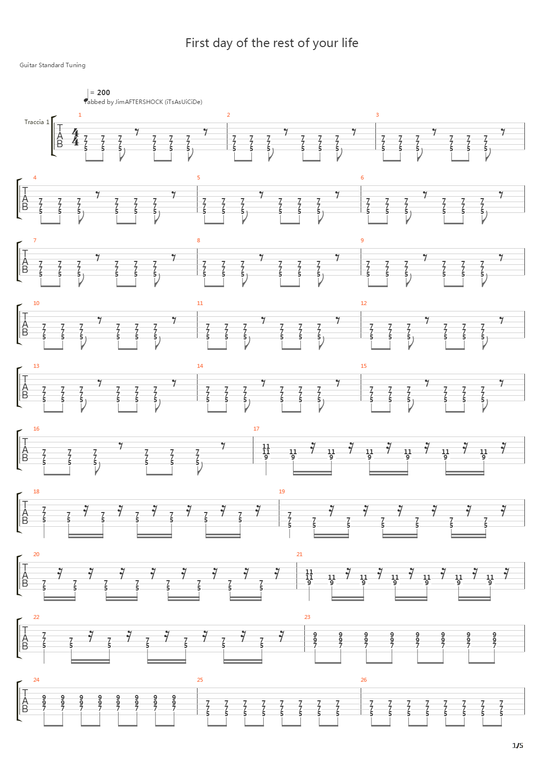 First Day Of The Rest Of Your Life吉他谱