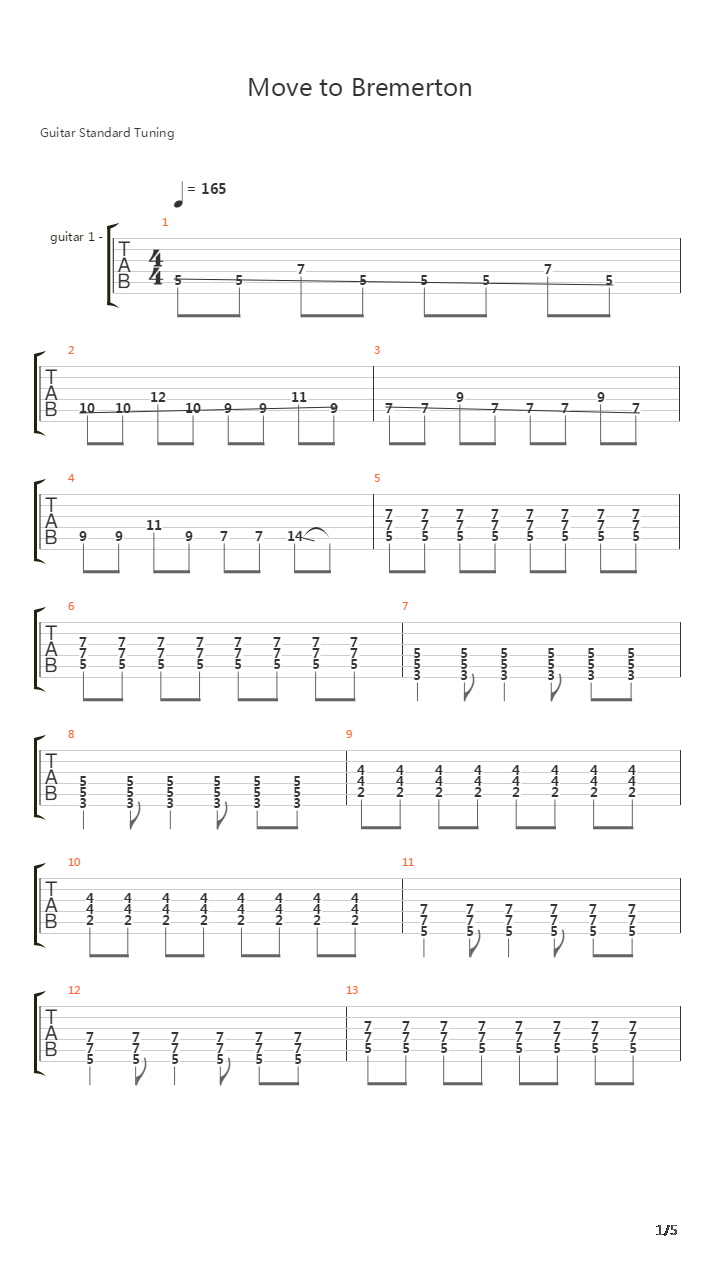 Move To Bremerton吉他谱