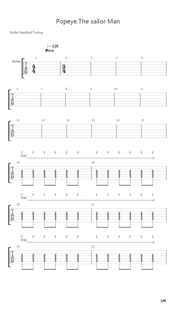 Popeye The Sailor Man吉他谱