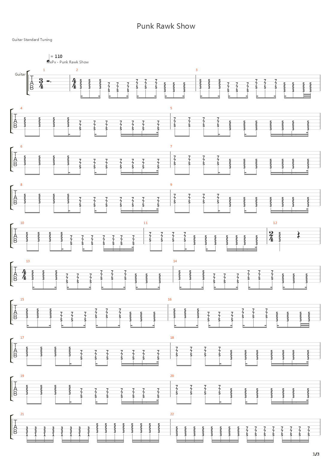 Punk Rawk Show吉他谱