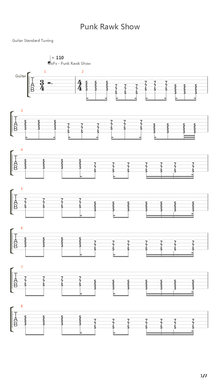 Punk Rawk Show吉他谱