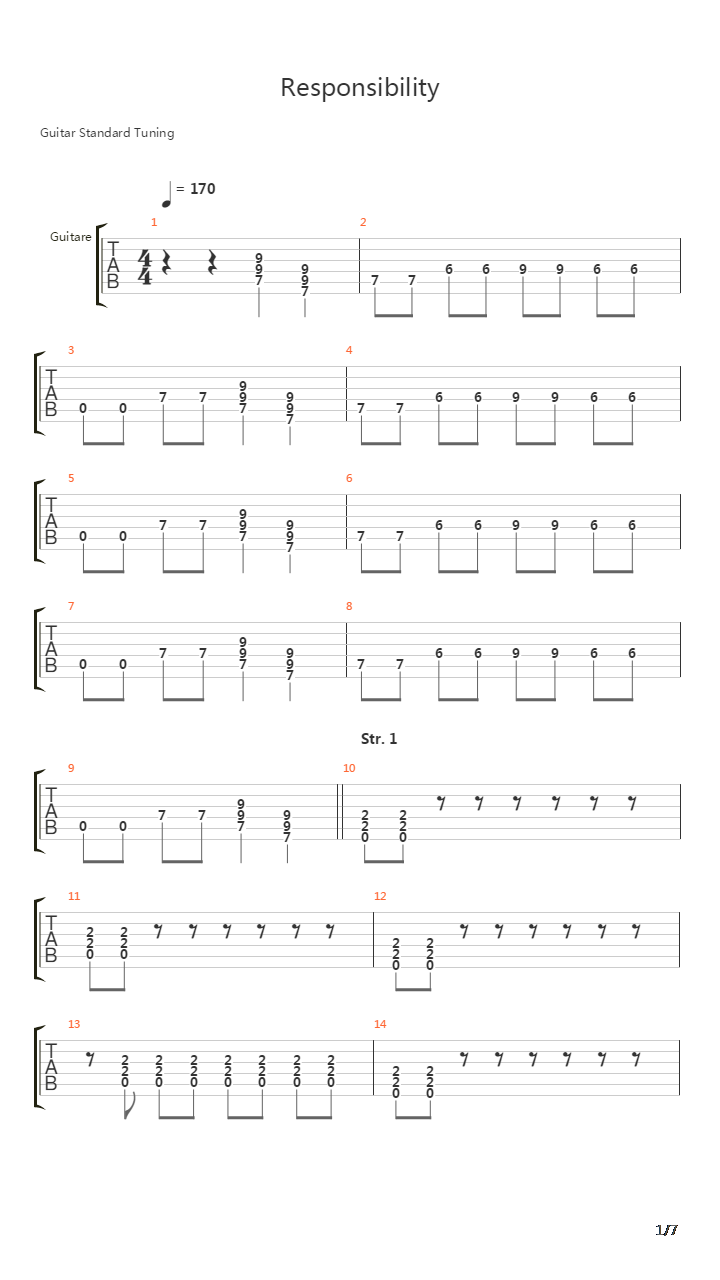 Responsability吉他谱