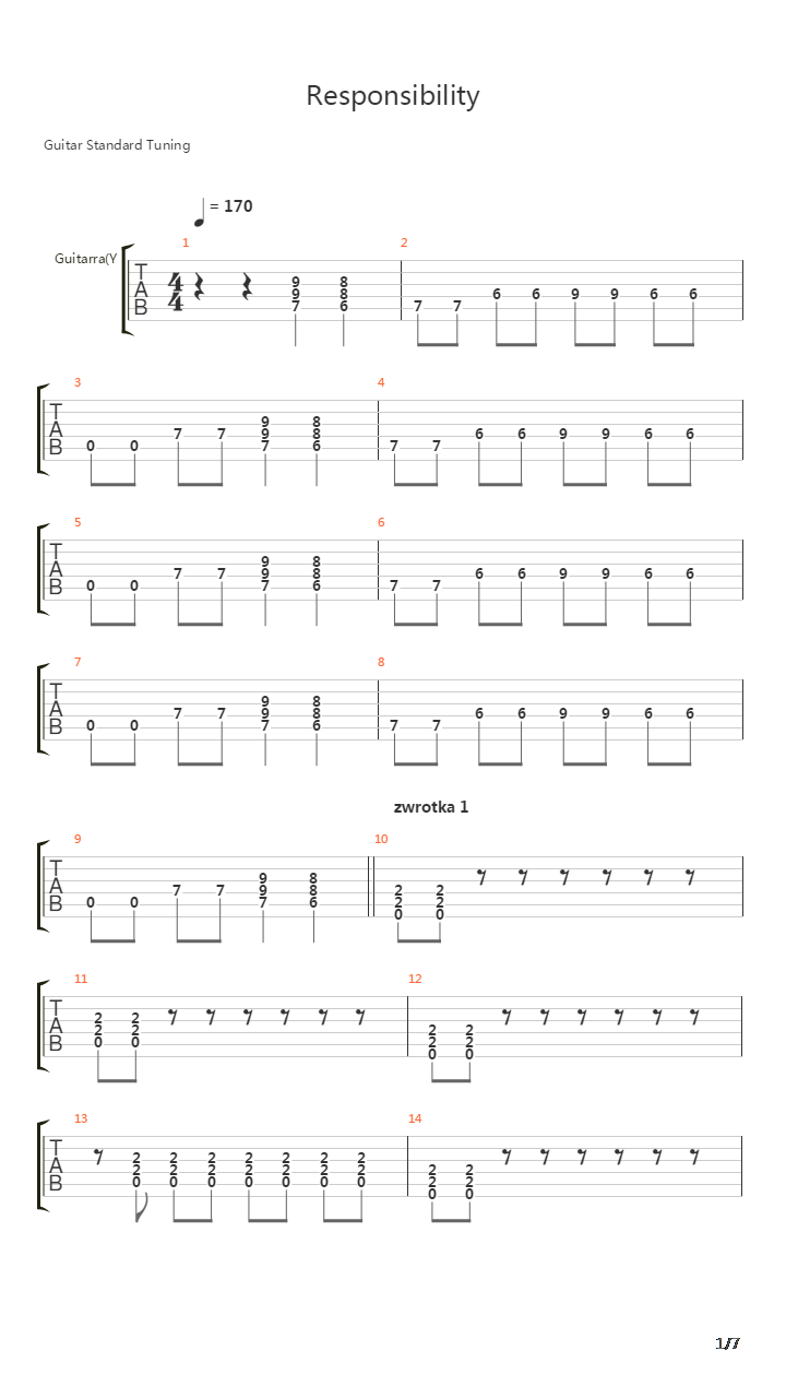 Responsability吉他谱