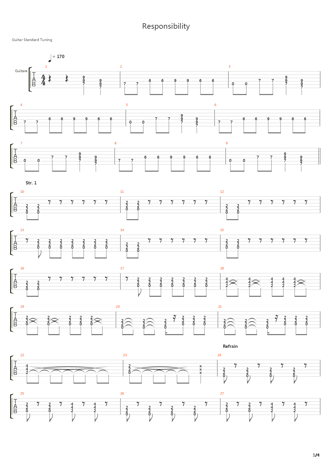 Responsibility吉他谱