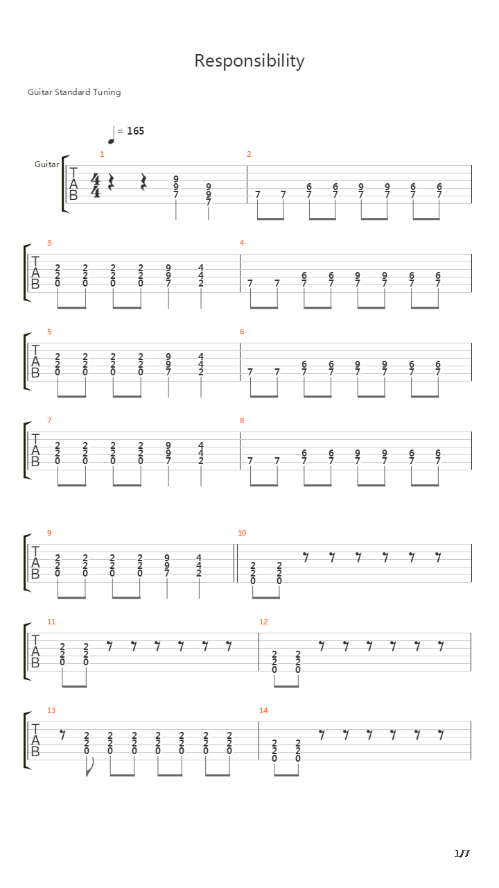 Responsibility吉他谱