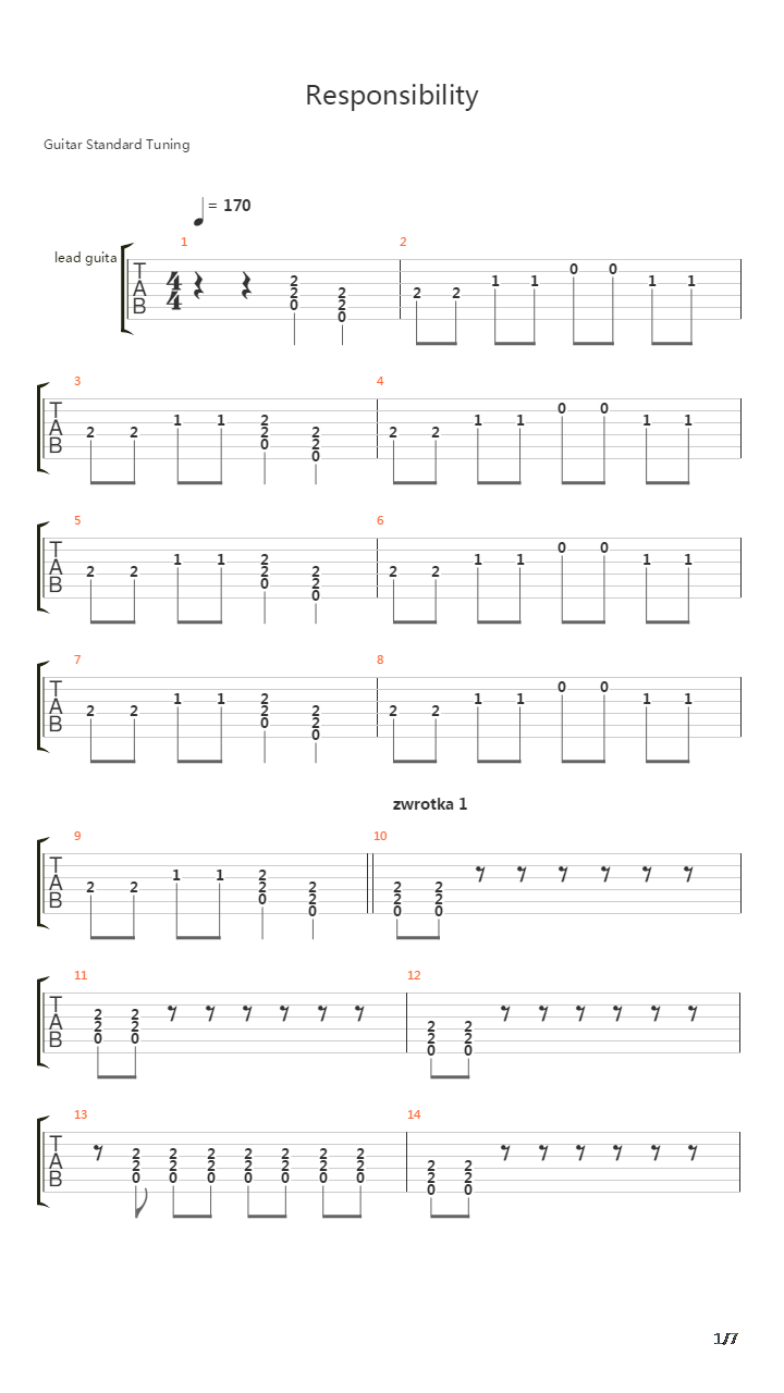 Responsibility吉他谱