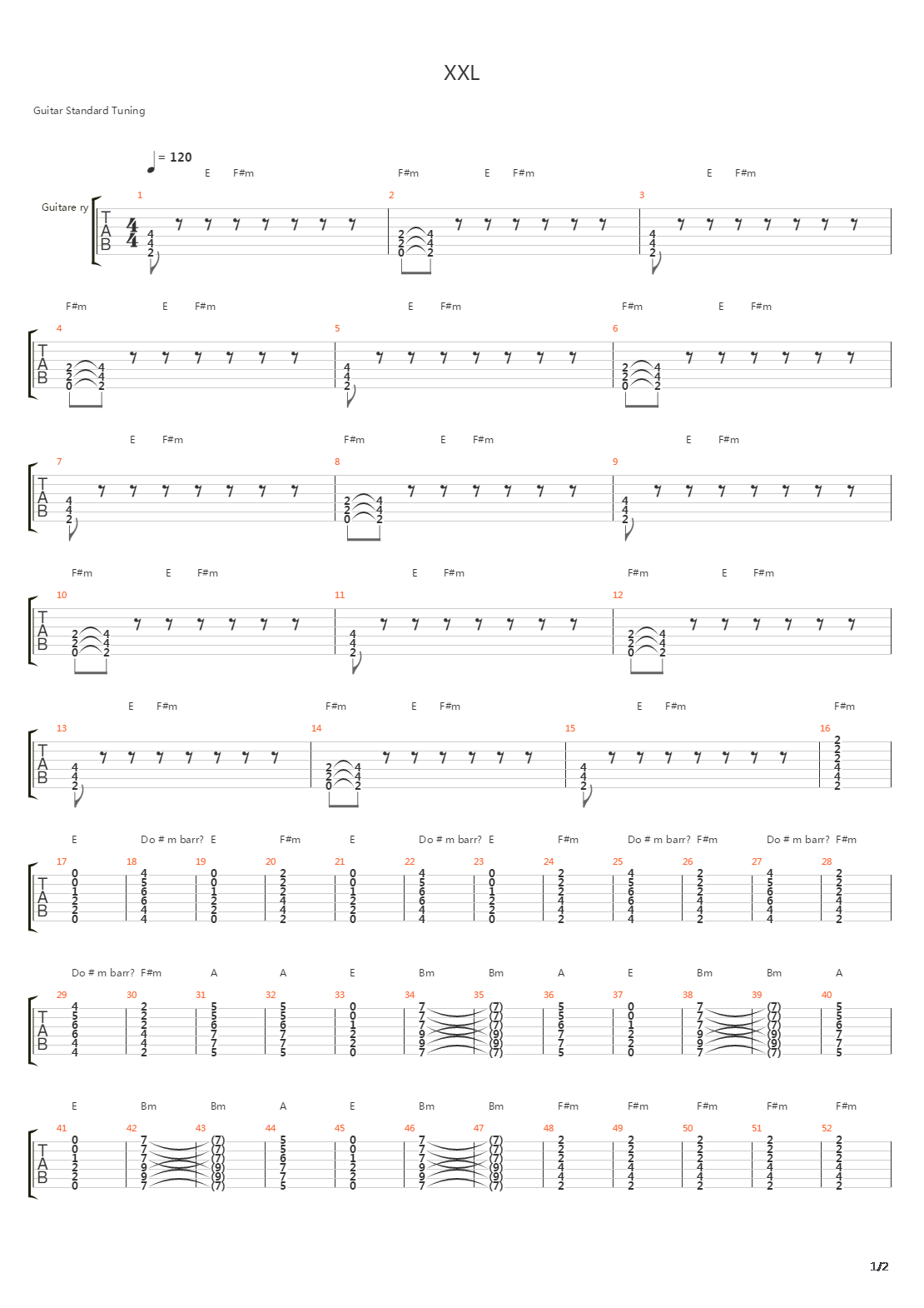 Xxl吉他谱