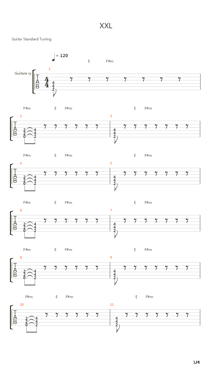 Xxl吉他谱