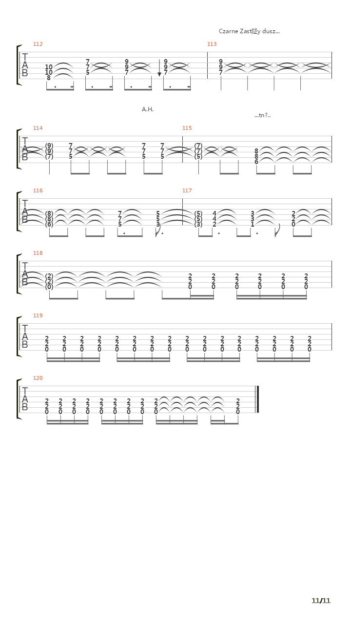 Czarne Zastpy吉他谱