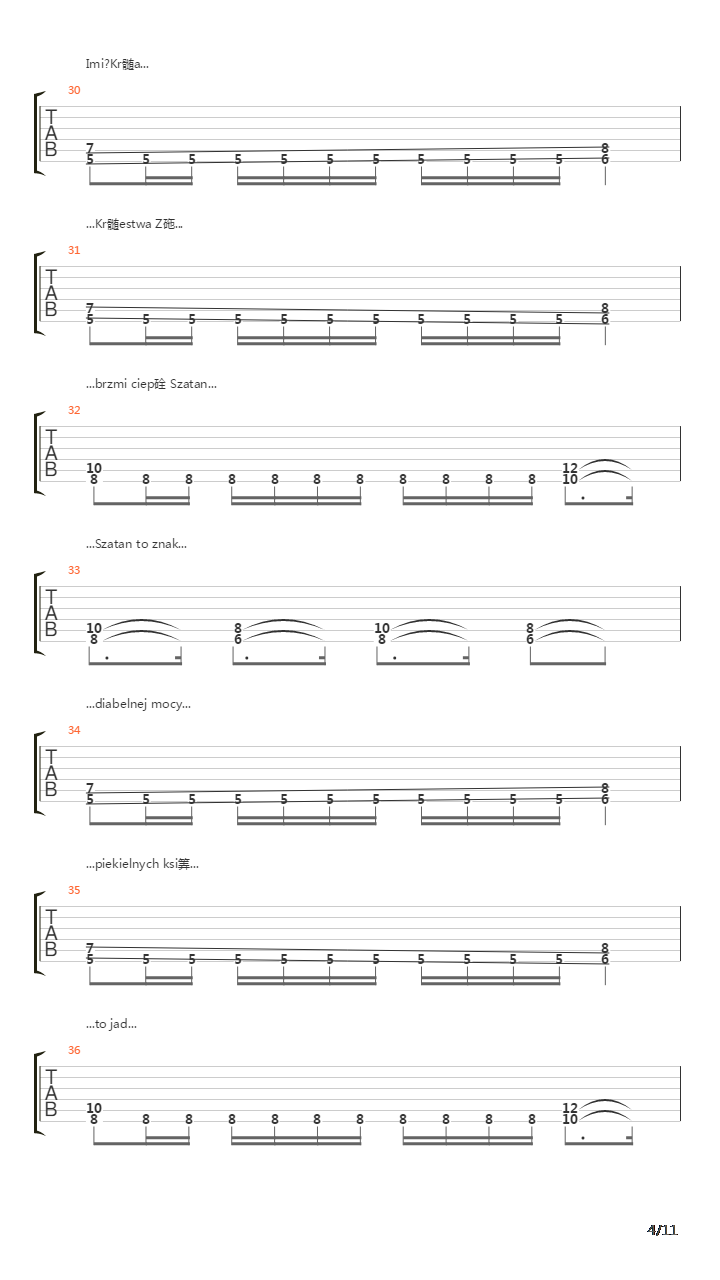 Czarne Zastpy吉他谱