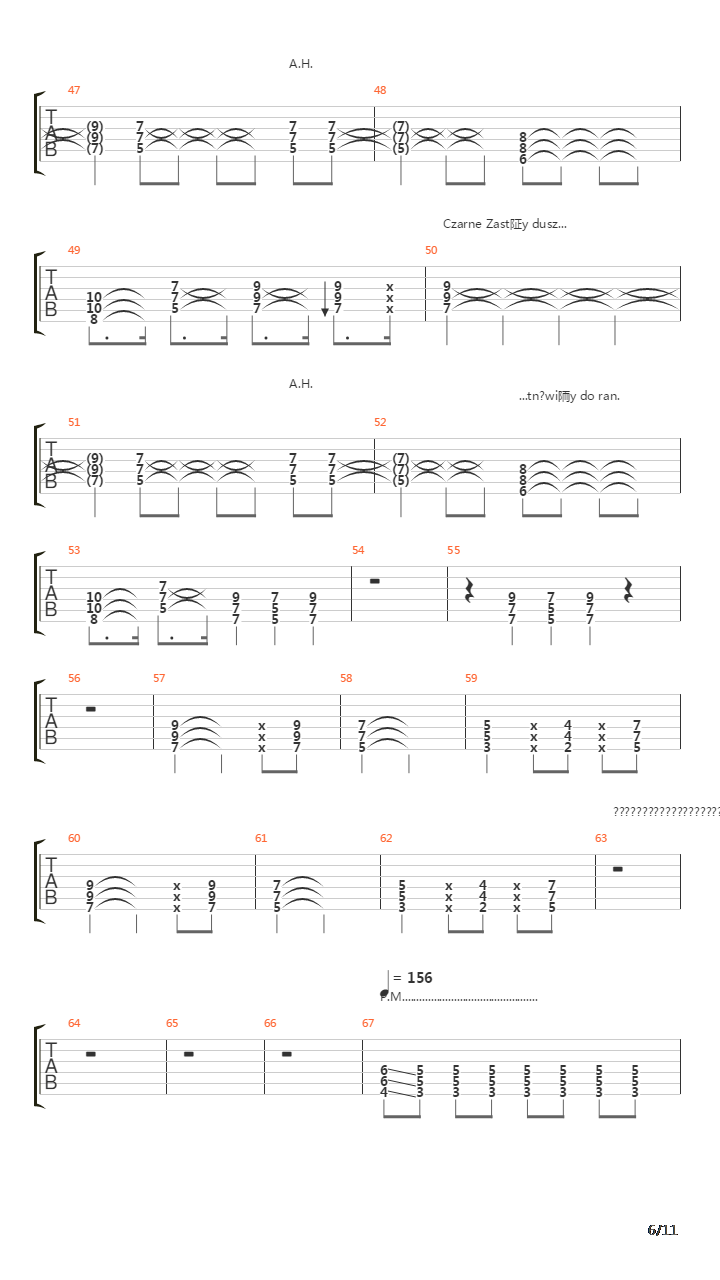 Czarne Zastpy吉他谱