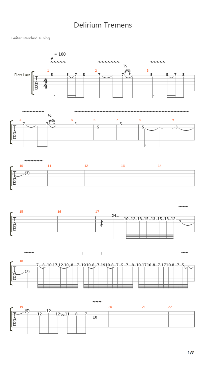 Delirium Tremens吉他谱