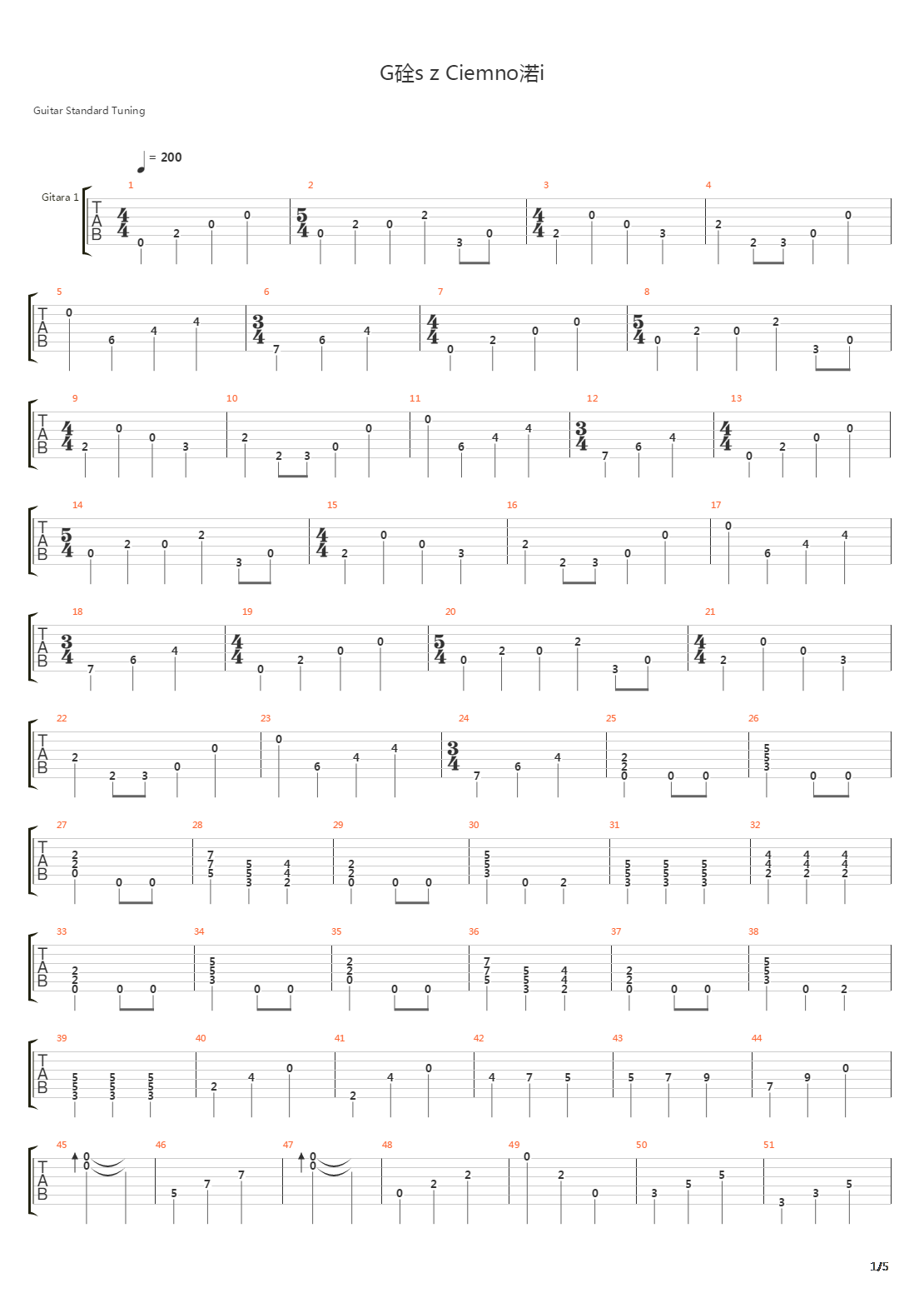 Glos Z Ciemnosci吉他谱