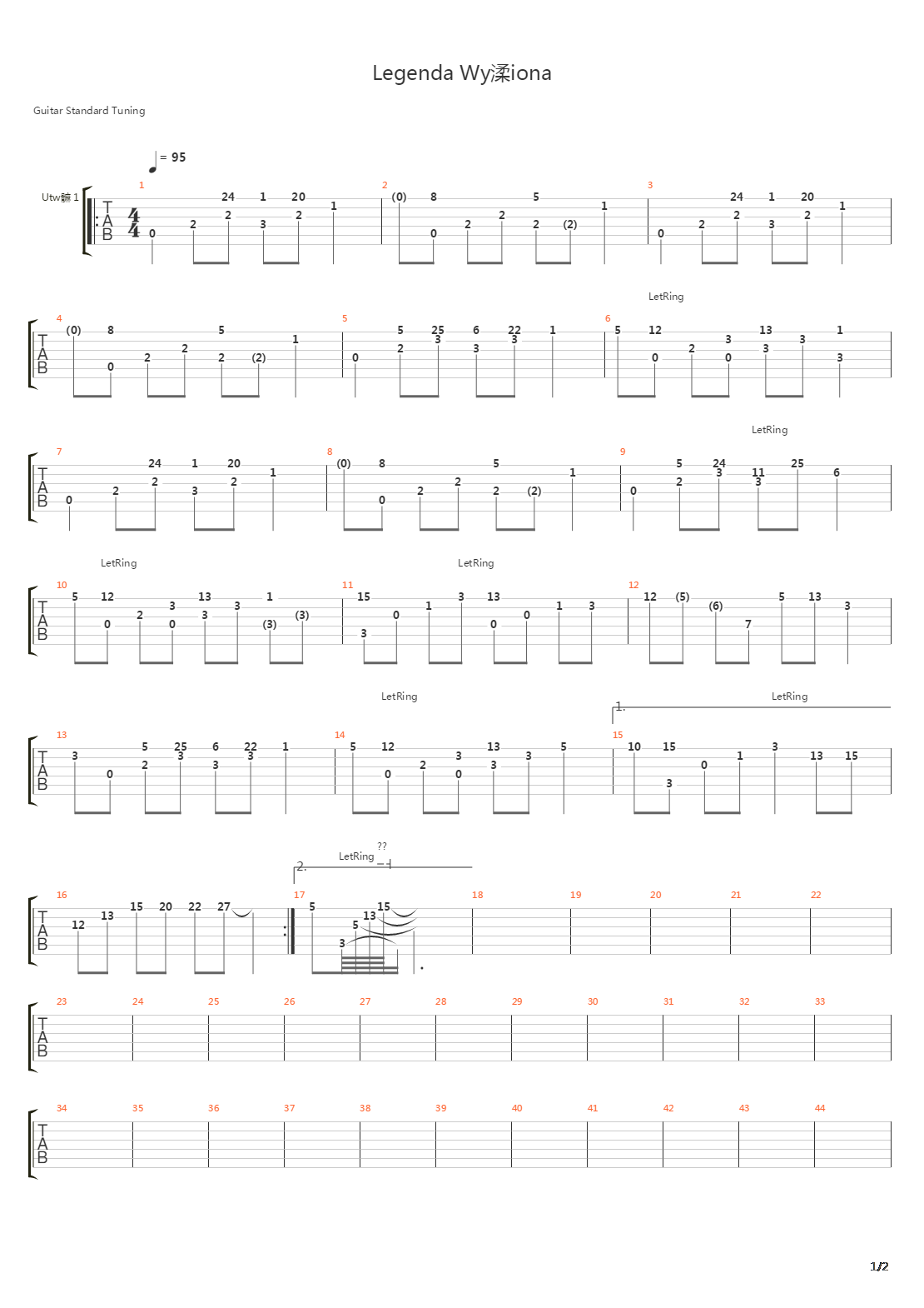 Legenda Wysniona吉他谱