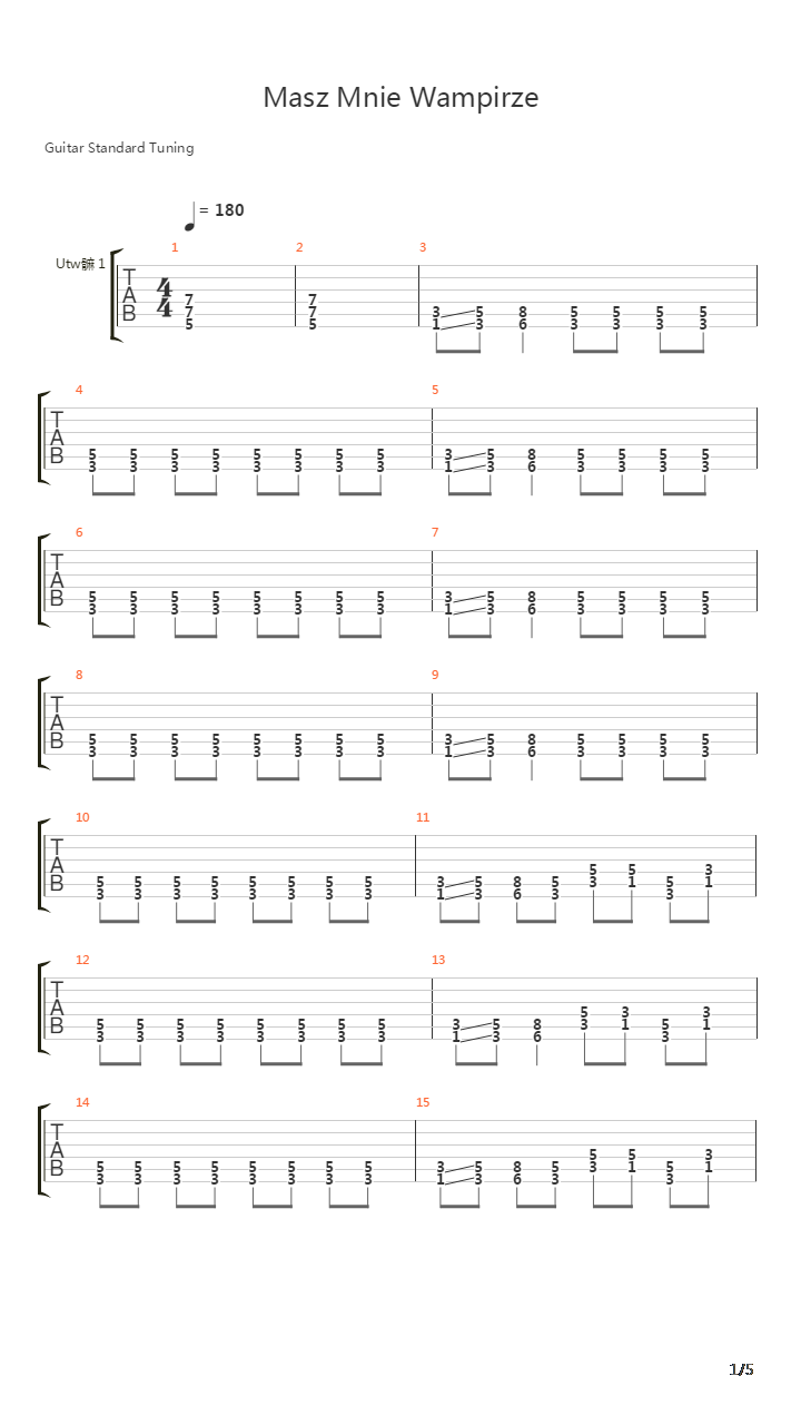 Masz Mnie Wampirze吉他谱