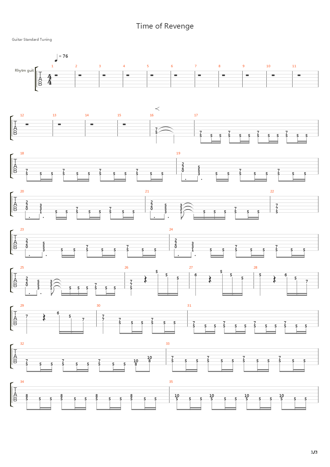 Time Of Revenge吉他谱