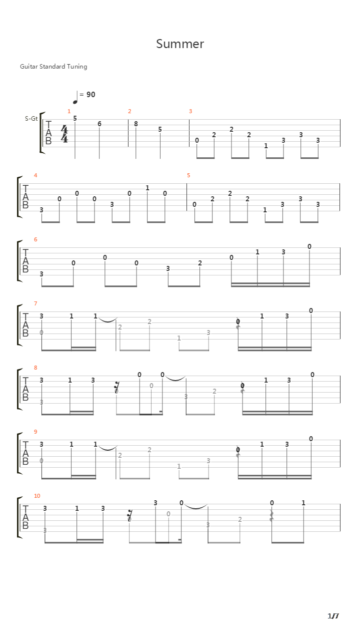 菊次郎的夏天 - Summer吉他谱