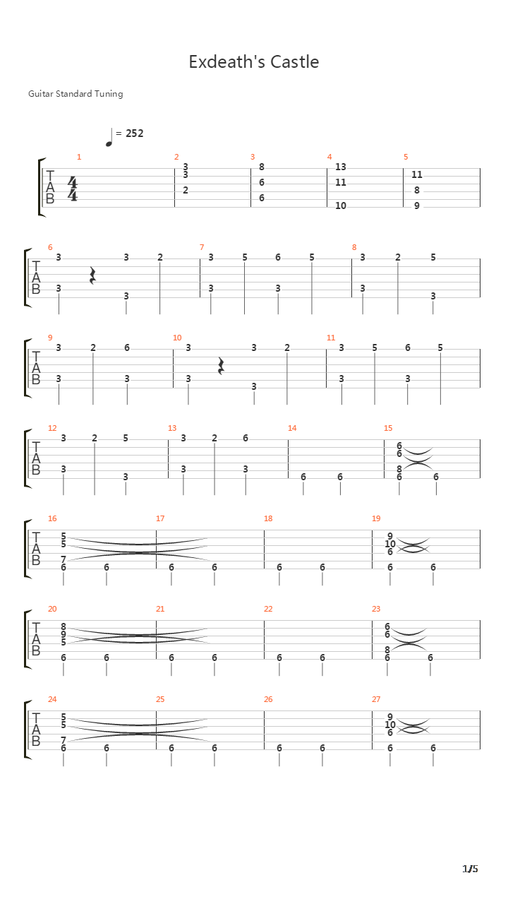 最终幻想5 - Exdeath's Castle (E Standard)吉他谱