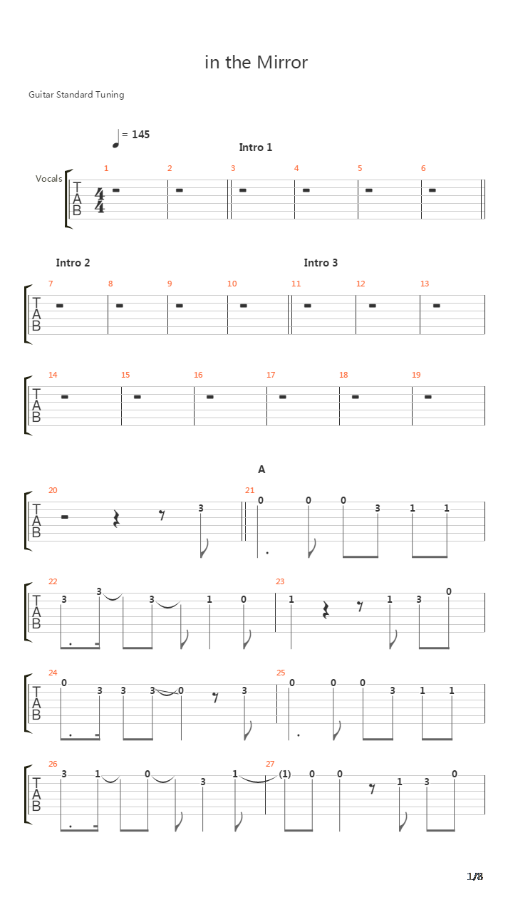 In The Mirror吉他谱