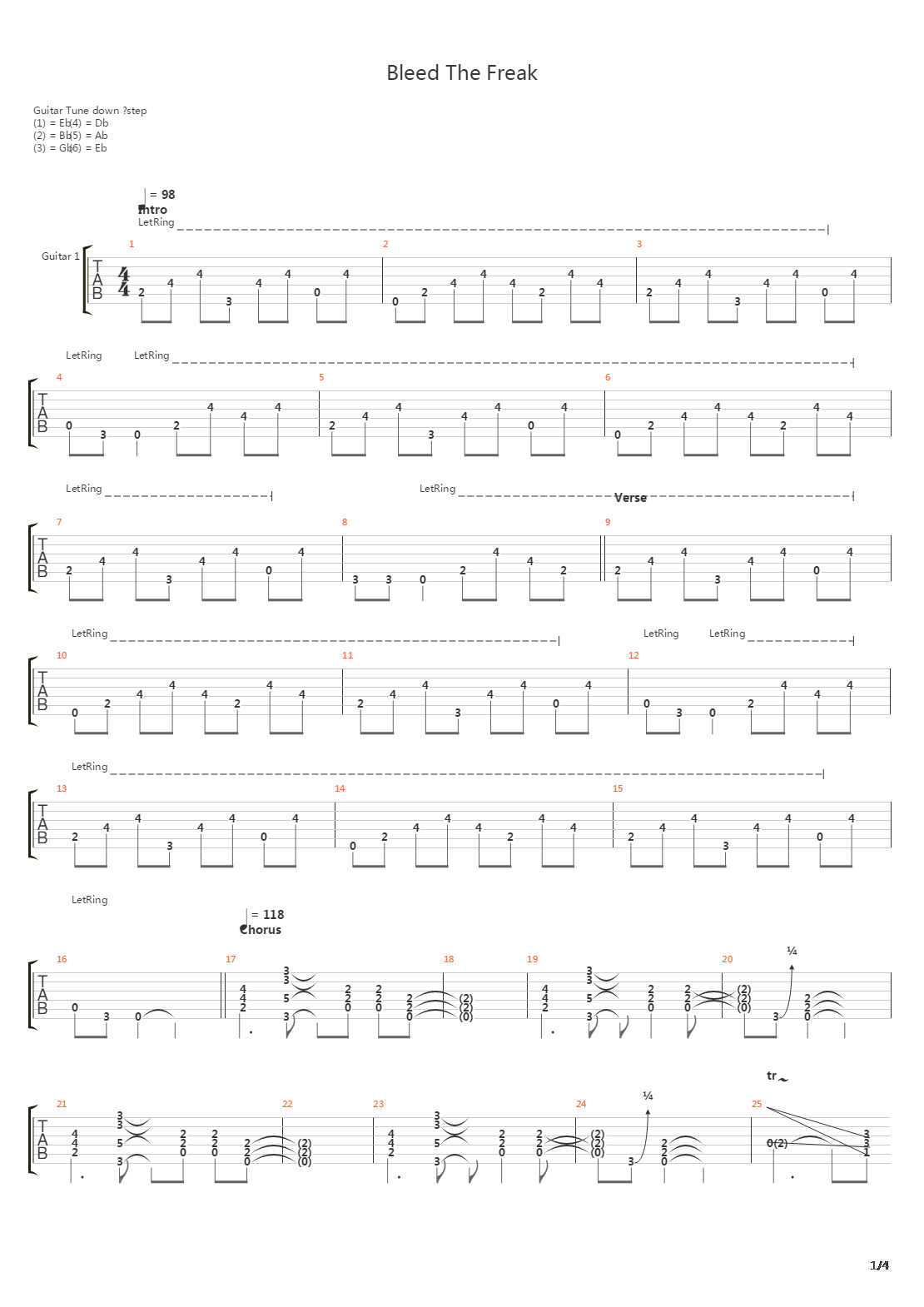 Bleed The Freak吉他谱