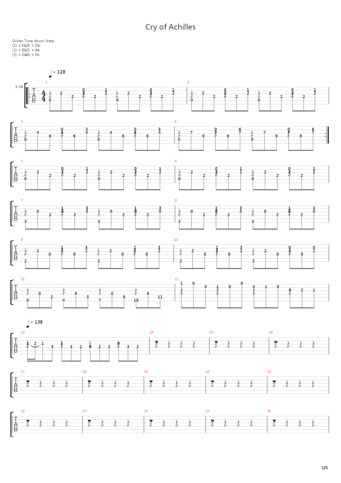 Cry Of Achilles吉他谱