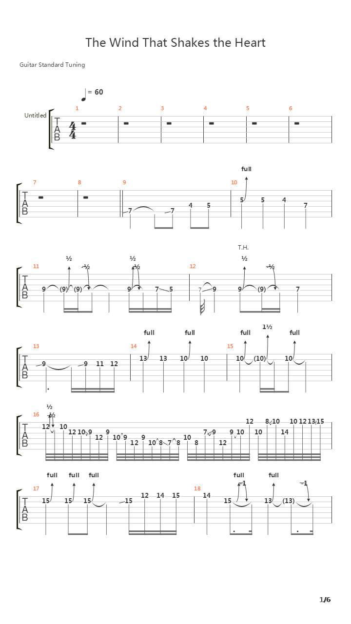 The Wind That Shakes The Heart吉他谱