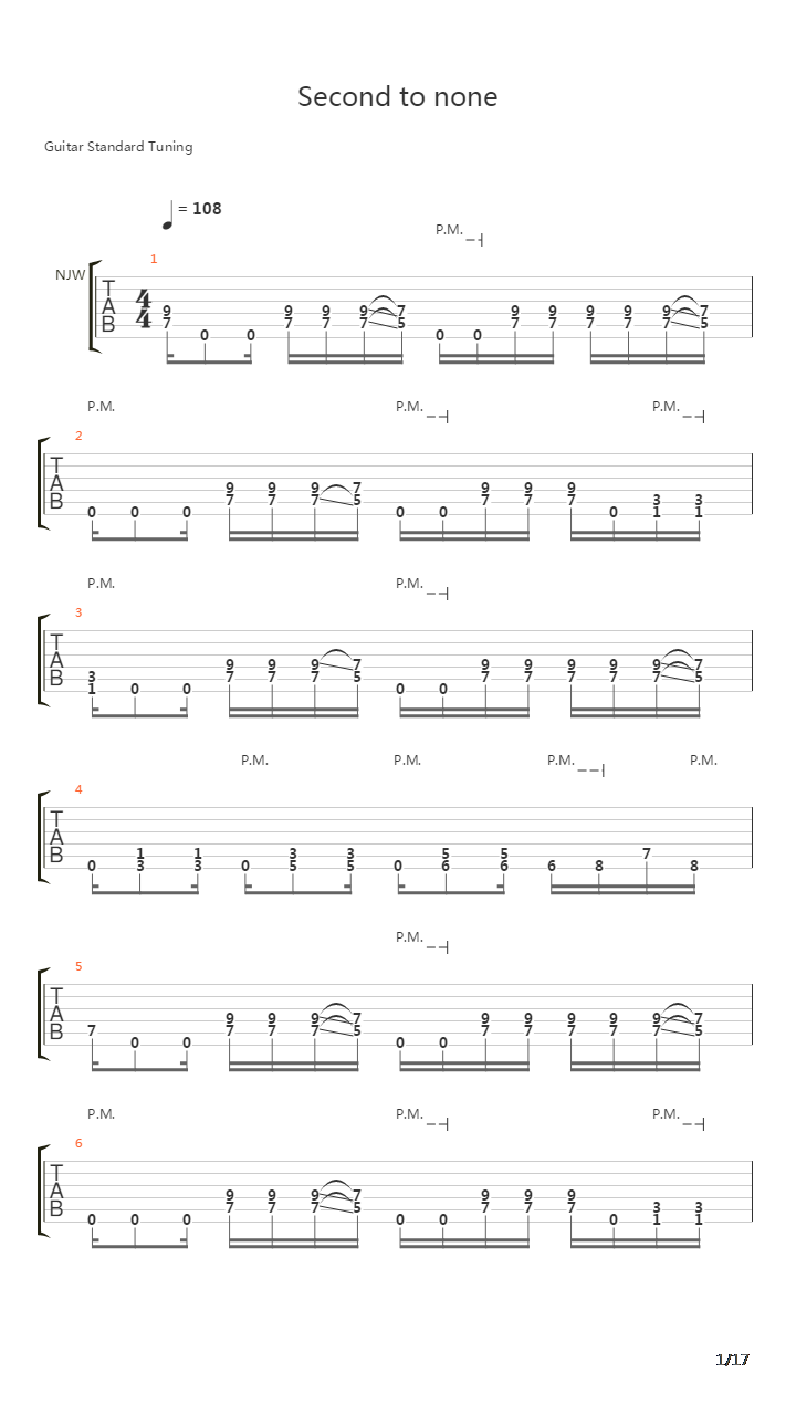 Second To None吉他谱