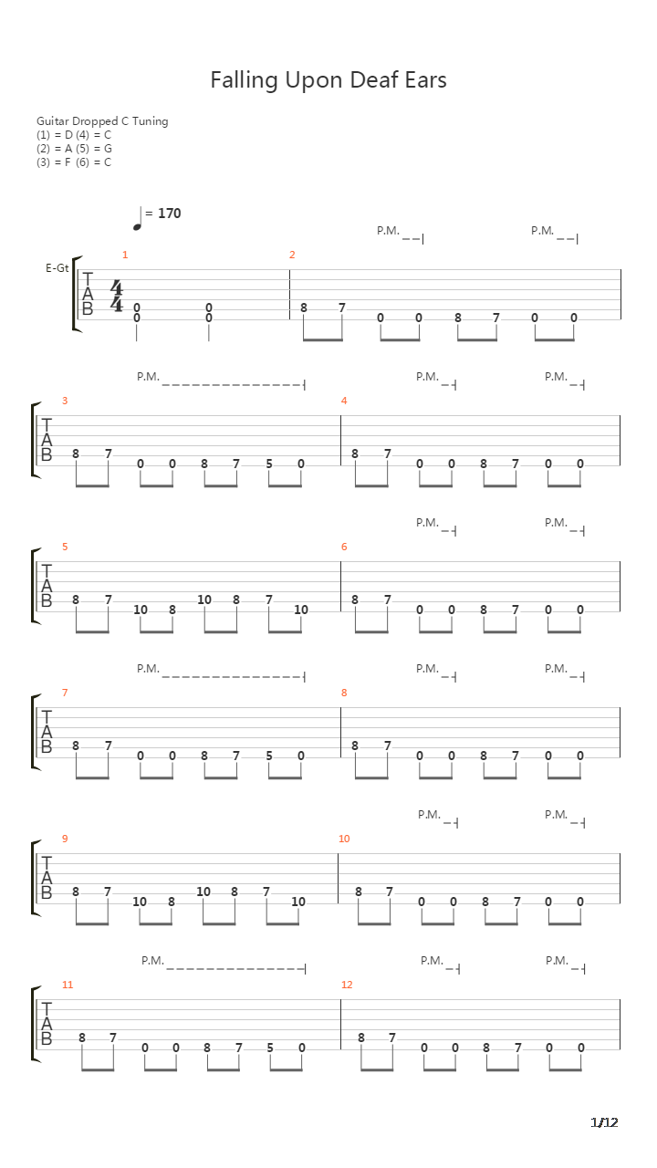 Falling Upon Deaf Ears吉他谱