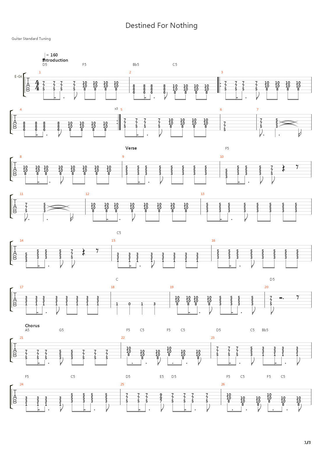 Destined For Nothing吉他谱