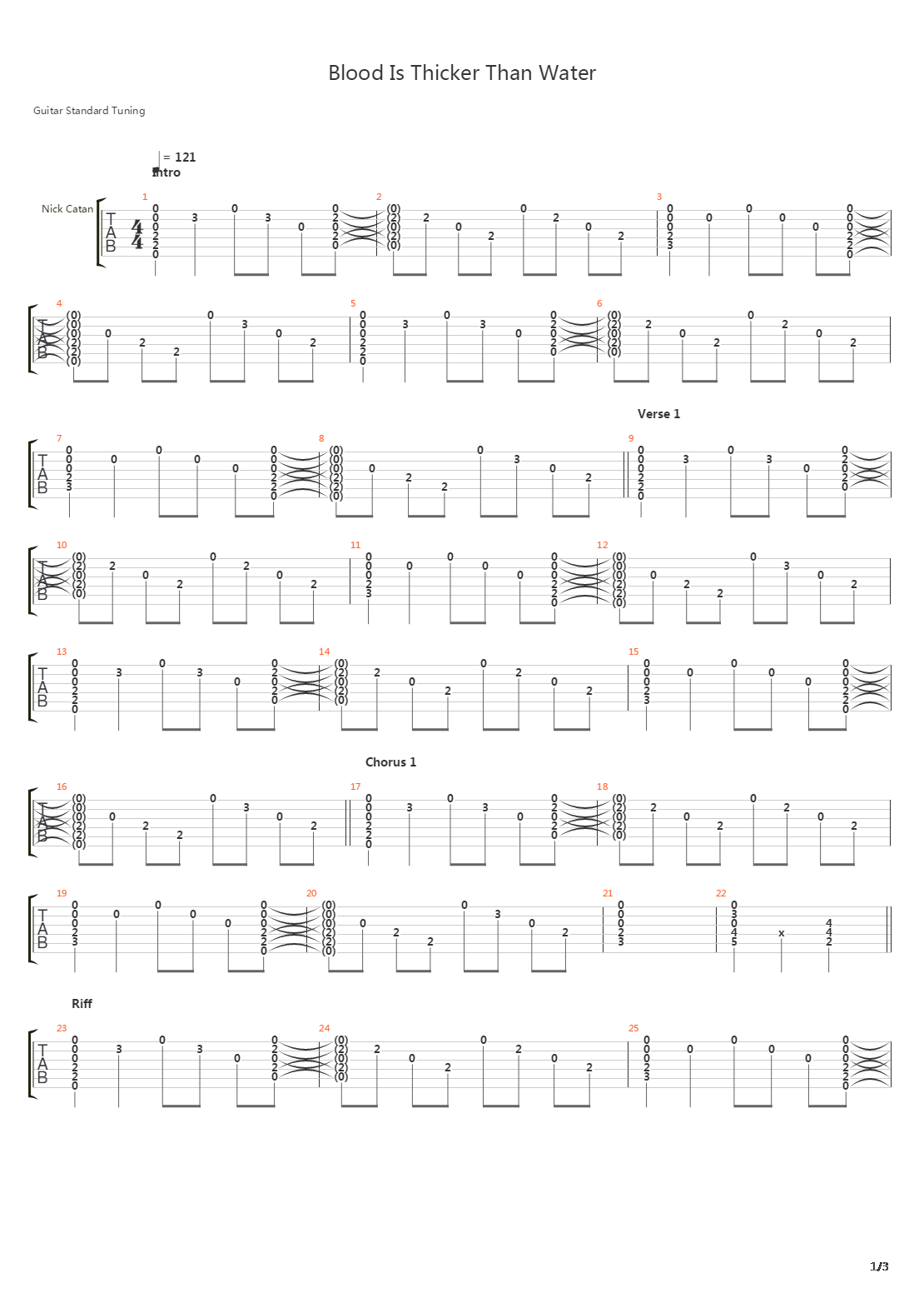 Blood Is Thicker Than Water吉他谱