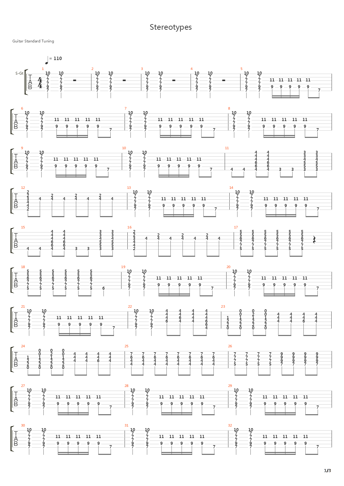 Stereotypes吉他谱