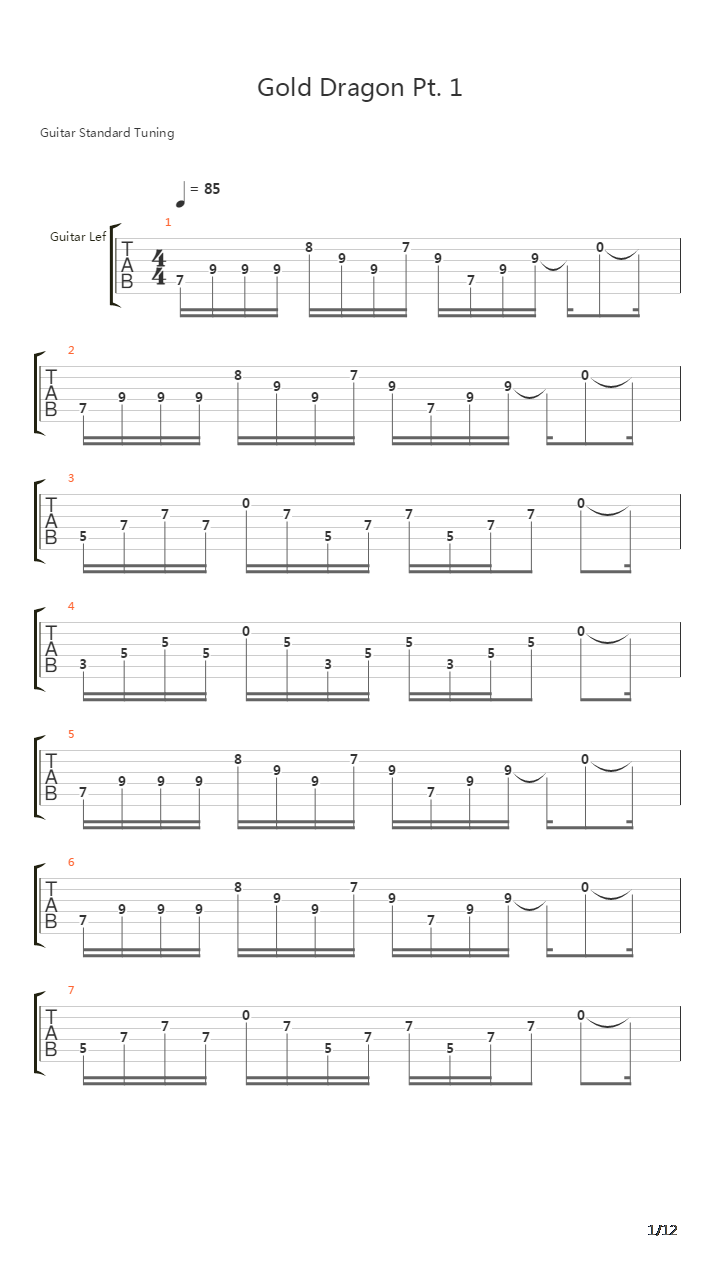 Gold Dragon Pt 1吉他谱