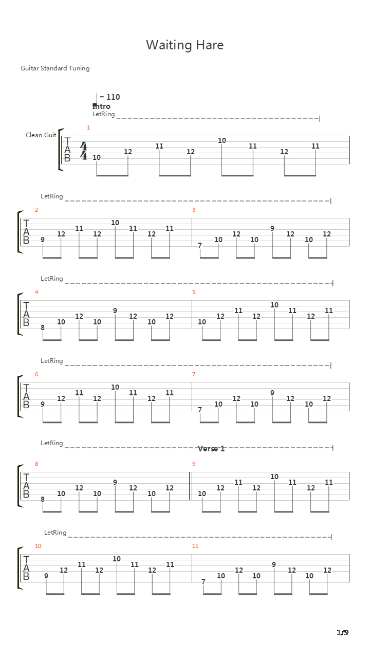 Waiting Hare吉他谱